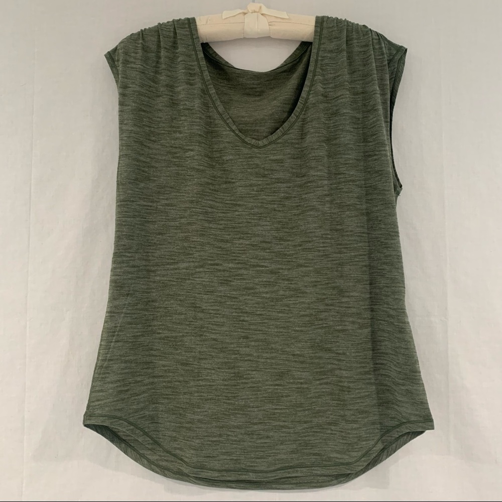 Lululemon Sweat Times Short Sleeve / Tank, Heathered Barracks Green